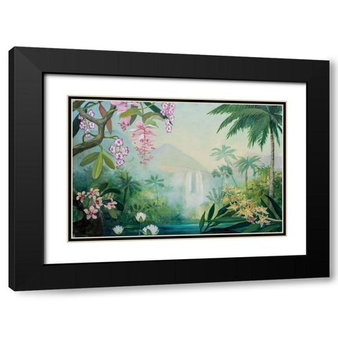 Tropical Falls Black Modern Wood Framed Art Print with Double Matting by Purinton, Julia