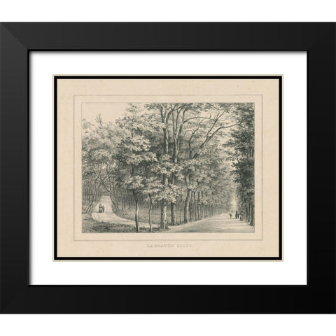 French Park Etching II Black Modern Wood Framed Art Print with Double Matting by Wild Apple Portfolio