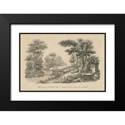 French Park Etching III Black Modern Wood Framed Art Print with Double Matting by Wild Apple Portfolio