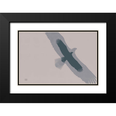 Double Eagle Flight Black Modern Wood Framed Art Print with Double Matting by Larson, Nathan