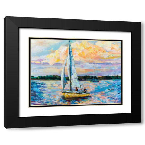 Sunday Sail Black Modern Wood Framed Art Print with Double Matting by Vertentes, Jeanette