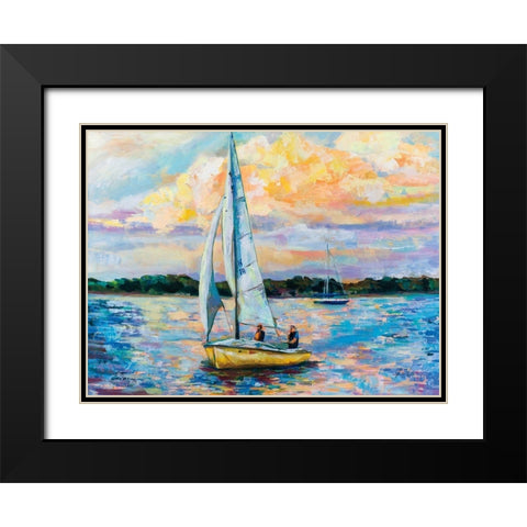 Sunday Sail Black Modern Wood Framed Art Print with Double Matting by Vertentes, Jeanette