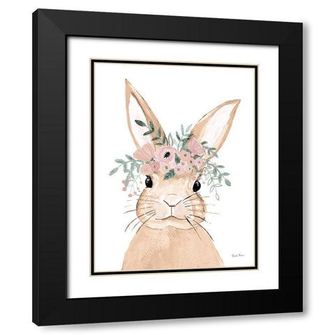 Sweet Rabbit Brown Black Modern Wood Framed Art Print with Double Matting by Zaman, Farida