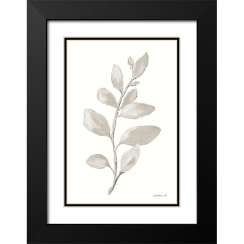 Gray Sage Leaves I on White Black Modern Wood Framed Art Print with Double Matting by Nai, Danhui