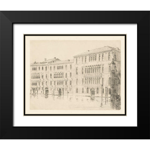 Venice Etching Black Modern Wood Framed Art Print with Double Matting by Wild Apple Portfolio