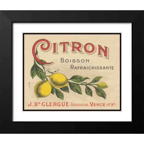 Lemon Label Black Modern Wood Framed Art Print with Double Matting by Wild Apple Portfolio