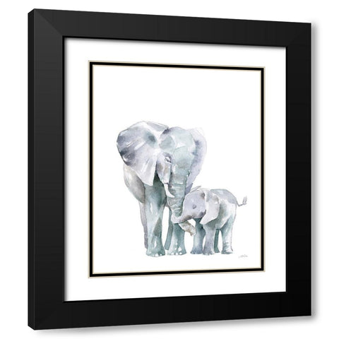 Mama Elephant on White Black Modern Wood Framed Art Print with Double Matting by Pete, Katrina