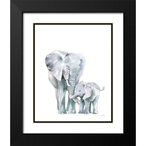 Mama Elephant on White Black Modern Wood Framed Art Print with Double Matting by Pete, Katrina