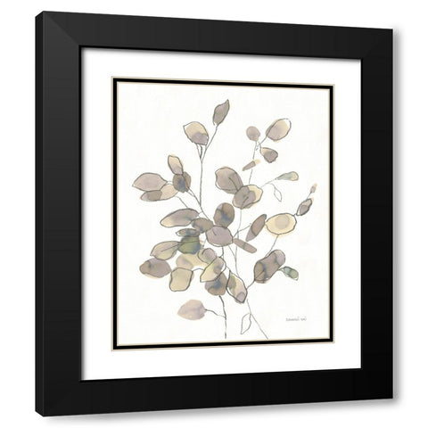 Transparent Leaves Dark Black Modern Wood Framed Art Print with Double Matting by Nai, Danhui