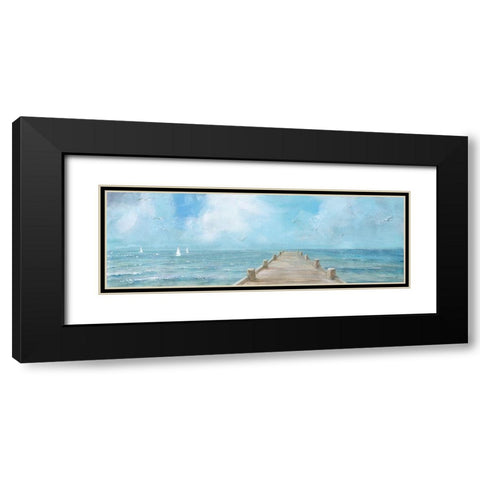 Summer Dock Panel Black Modern Wood Framed Art Print with Double Matting by Nai, Danhui