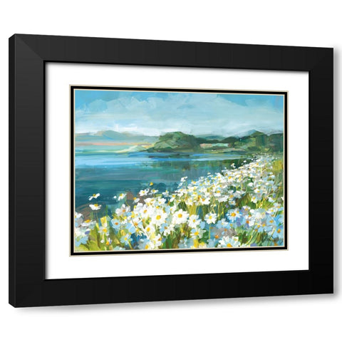 Wild Daisy Bay Black Modern Wood Framed Art Print with Double Matting by Nai, Danhui