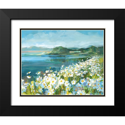 Wild Daisy Bay Black Modern Wood Framed Art Print with Double Matting by Nai, Danhui