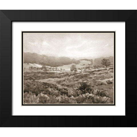 Field of Flowers Sepia Black Modern Wood Framed Art Print with Double Matting by Wild Apple Portfolio