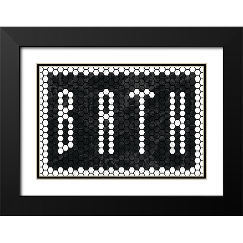Bath Tiles Inverted Black Modern Wood Framed Art Print with Double Matting by Wild Apple Portfolio
