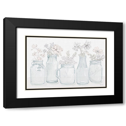 Peaceful Petals I Blue Gray Black Modern Wood Framed Art Print with Double Matting by Grove, Beth
