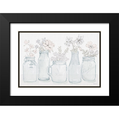 Peaceful Petals I Blue Gray Black Modern Wood Framed Art Print with Double Matting by Grove, Beth