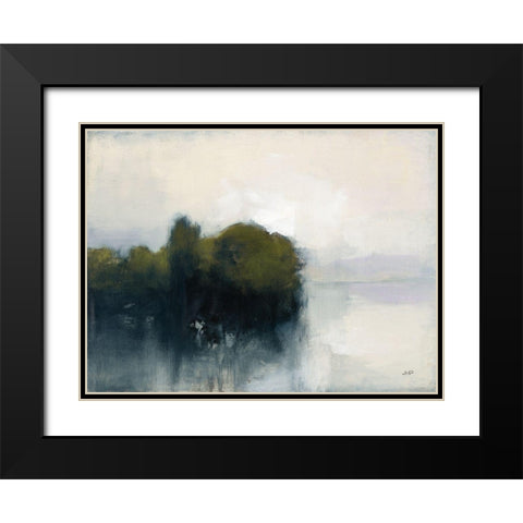 Murmuring Shore Olive Green Black Modern Wood Framed Art Print with Double Matting by Purinton, Julia