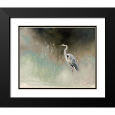 Peaceful Egret Teal Black Modern Wood Framed Art Print with Double Matting by Purinton, Julia