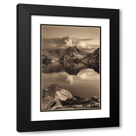 Sawtooth Lake Sepia Black Modern Wood Framed Art Print with Double Matting by Majchrowicz, Alan