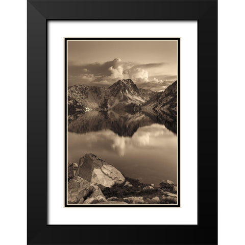 Sawtooth Lake Sepia Black Modern Wood Framed Art Print with Double Matting by Majchrowicz, Alan