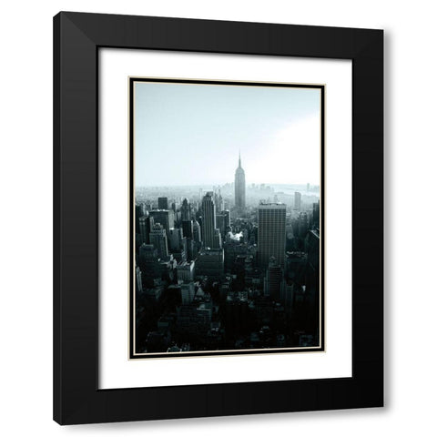 Empire Blue Gray Black Modern Wood Framed Art Print with Double Matting by Aledanda