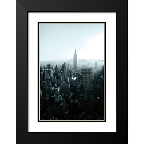 Empire Blue Gray Black Modern Wood Framed Art Print with Double Matting by Aledanda