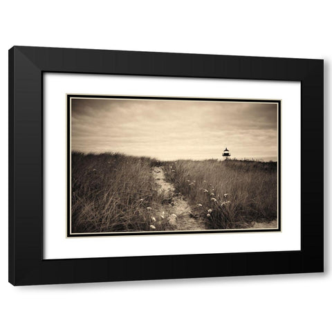 Nantucket Light Sepia Black Modern Wood Framed Art Print with Double Matting by Aledanda
