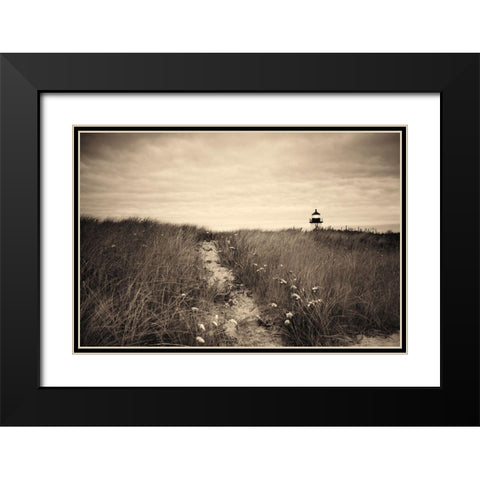 Nantucket Light Sepia Black Modern Wood Framed Art Print with Double Matting by Aledanda