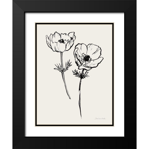 Ink Anemones I Black Black Modern Wood Framed Art Print with Double Matting by Miller, Sara Zieve