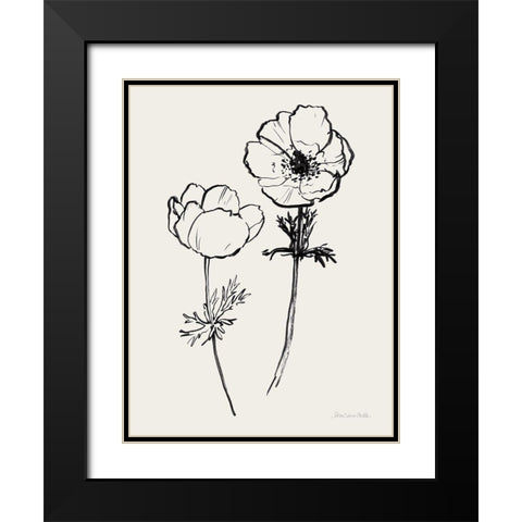 Ink Anemones II Black Black Modern Wood Framed Art Print with Double Matting by Miller, Sara Zieve