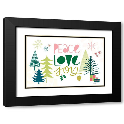 Peace Love Joy I Black Modern Wood Framed Art Print with Double Matting by Warrick, Cheryl