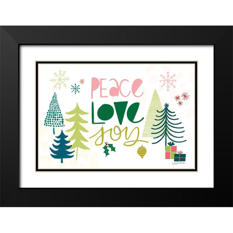 Peace Love Joy I Black Modern Wood Framed Art Print with Double Matting by Warrick, Cheryl