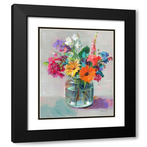 Cottage Garden Bouquet I Black Modern Wood Framed Art Print with Double Matting by Nai, Danhui
