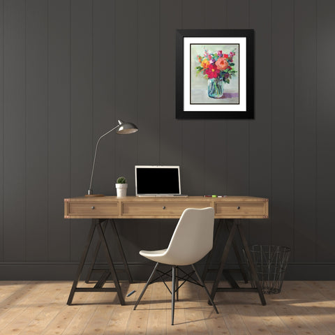 Cottage Garden Bouquet II Black Modern Wood Framed Art Print with Double Matting by Nai, Danhui