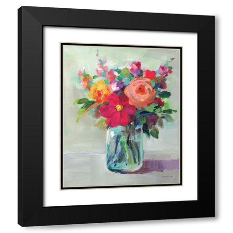Cottage Garden Bouquet II Black Modern Wood Framed Art Print with Double Matting by Nai, Danhui