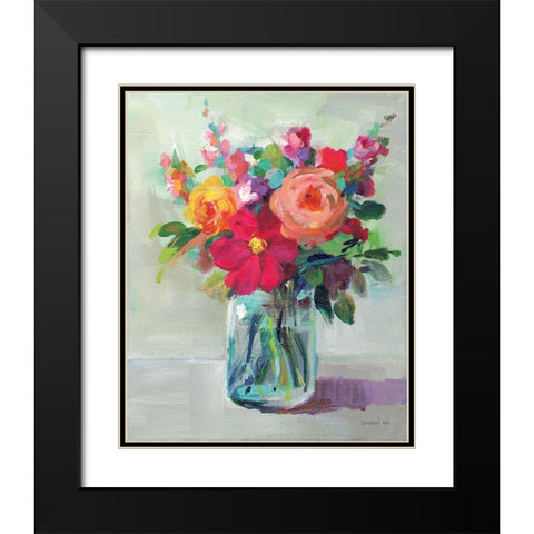 Cottage Garden Bouquet II Black Modern Wood Framed Art Print with Double Matting by Nai, Danhui