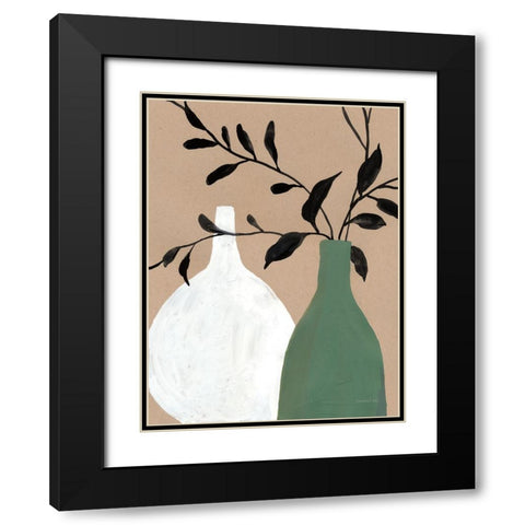 Slender Stems II Black Modern Wood Framed Art Print with Double Matting by Nai, Danhui