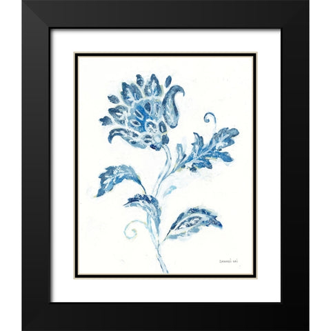 Exotic Elegance Floral II Black Modern Wood Framed Art Print with Double Matting by Nai, Danhui