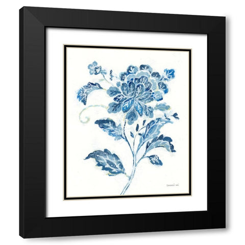 Exotic Elegance Floral III Black Modern Wood Framed Art Print with Double Matting by Nai, Danhui