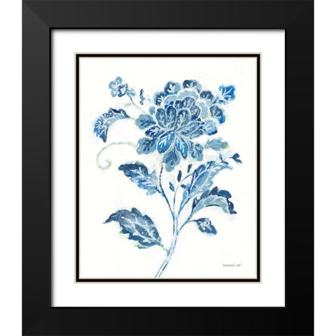 Exotic Elegance Floral III Black Modern Wood Framed Art Print with Double Matting by Nai, Danhui