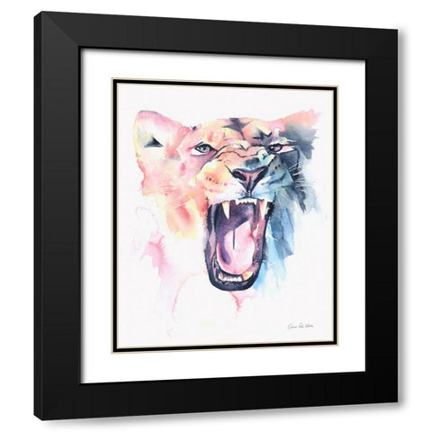 Wild Lioness Black Modern Wood Framed Art Print with Double Matting by Del Valle, Aimee