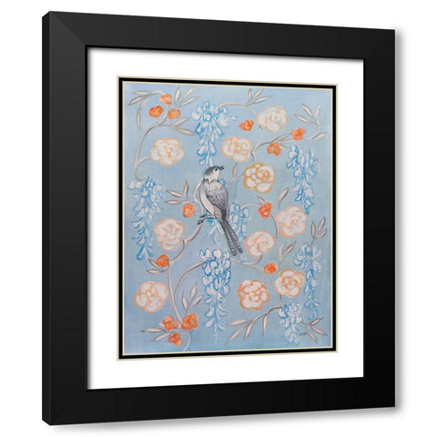 Heirloom Chinoiserie Bird I Black Modern Wood Framed Art Print with Double Matting by Purinton, Julia