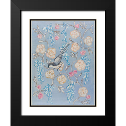 Heirloom Chinoiserie Bird II Black Modern Wood Framed Art Print with Double Matting by Purinton, Julia