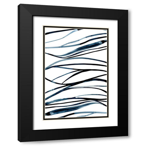 Threads of Blue I Black Modern Wood Framed Art Print with Double Matting by Charro, Mercedes Lopez