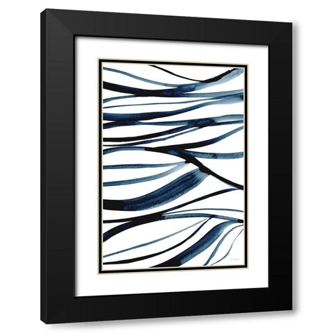 Threads of Blue II Black Modern Wood Framed Art Print with Double Matting by Charro, Mercedes Lopez