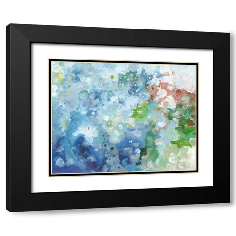 Tidepool Sparkle Pink Blue Black Modern Wood Framed Art Print with Double Matting by Nai, Danhui