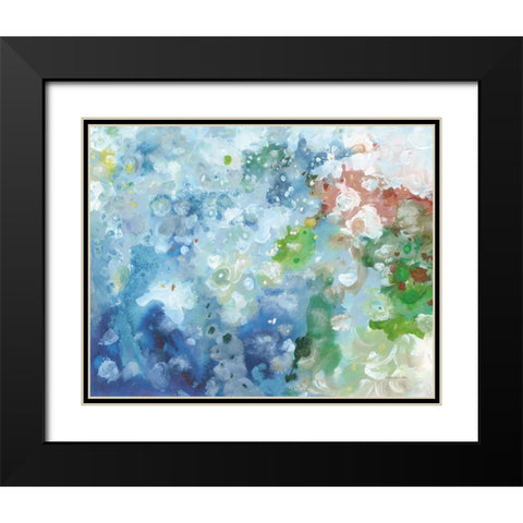 Tidepool Sparkle Pink Blue Black Modern Wood Framed Art Print with Double Matting by Nai, Danhui