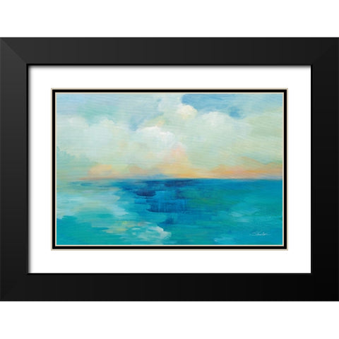 Aquarelle Sea Black Modern Wood Framed Art Print with Double Matting by Vassileva, Silvia