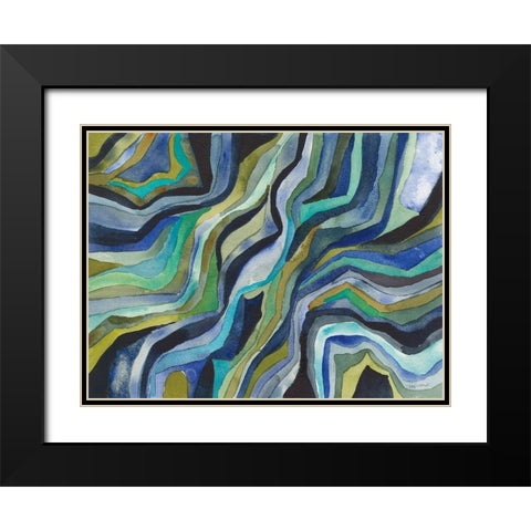 Flow Black Modern Wood Framed Art Print with Double Matting by Warrick, Cheryl