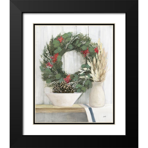 Natural Christmas I Blue Black Modern Wood Framed Art Print with Double Matting by Purinton, Julia